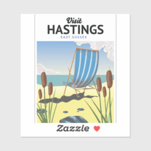 Hastings East Sussex Strand Reiseplakat Aufkleber