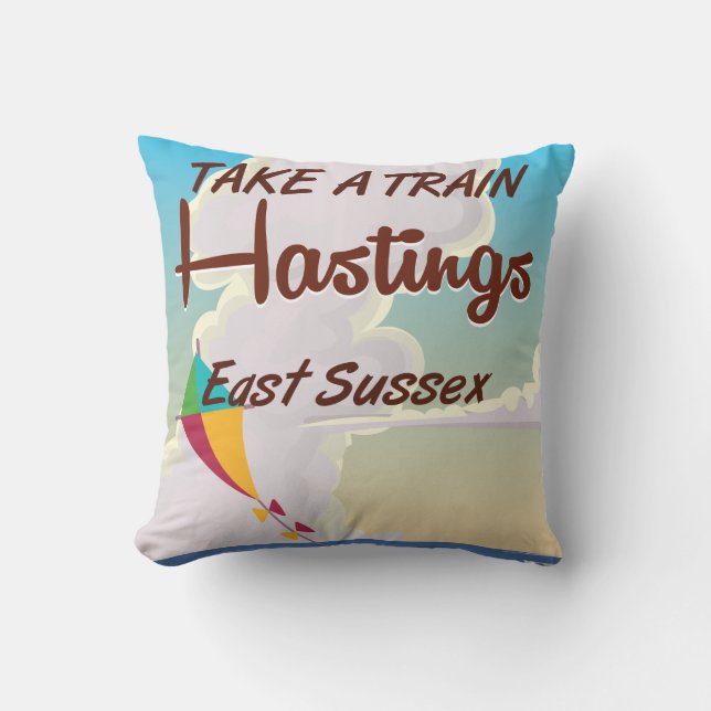 Hastings Vintages Tourenplakat Kissen (Vorderseite)