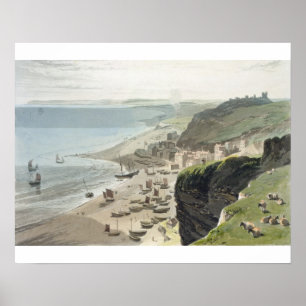 Hastings, von der Ostklippe, von 'A Voyage Arou Poster
