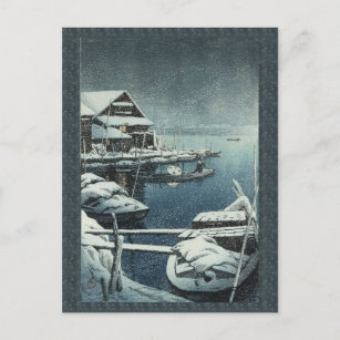 Hasui Kawase Winter Snow Lake Scene  Postkarte
