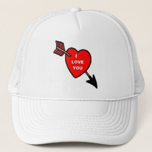 Hat Arrow Thru Heart Red, ich Liebe Sie Truckerkappe