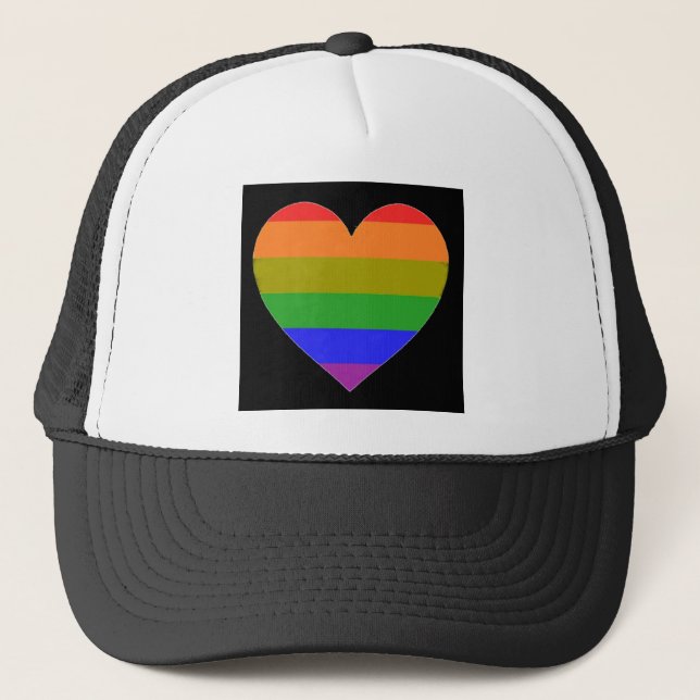 Hat Diamond Rainbow Heart Truckerkappe (Vorderseite)