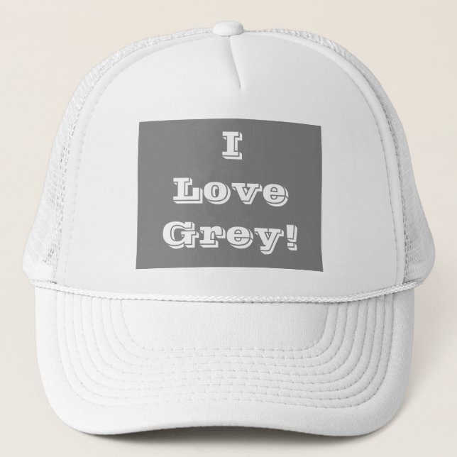 Hat I Liebe Grau Truckerkappe (Vorderseite)