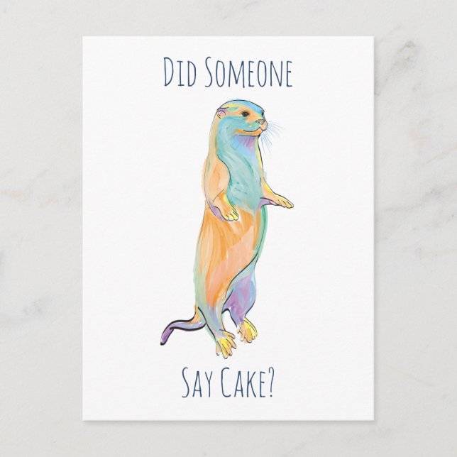 Hat jemand Kuchen gesagt? Otter Postcard Postkarte (Vorderseite)