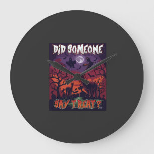 Hat jemand Süßigkeiten gesagt Halloween Alpaka Hex Große Wanduhr