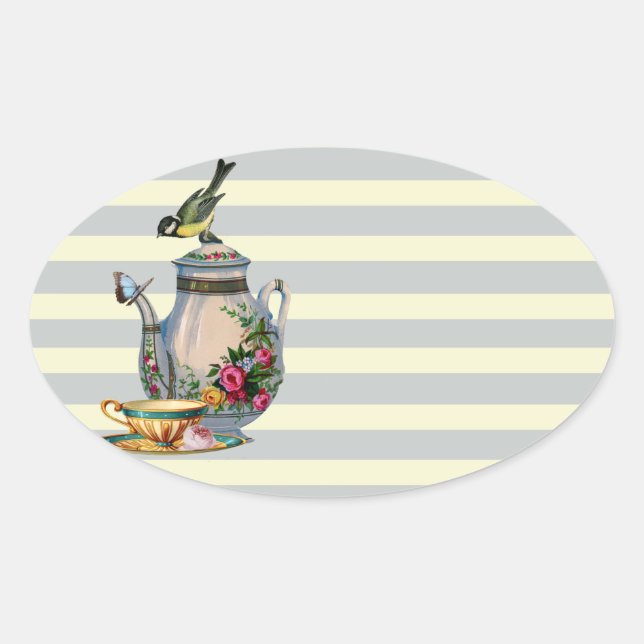 Hat jemand Tee? Ovaler Aufkleber (Vorderseite)