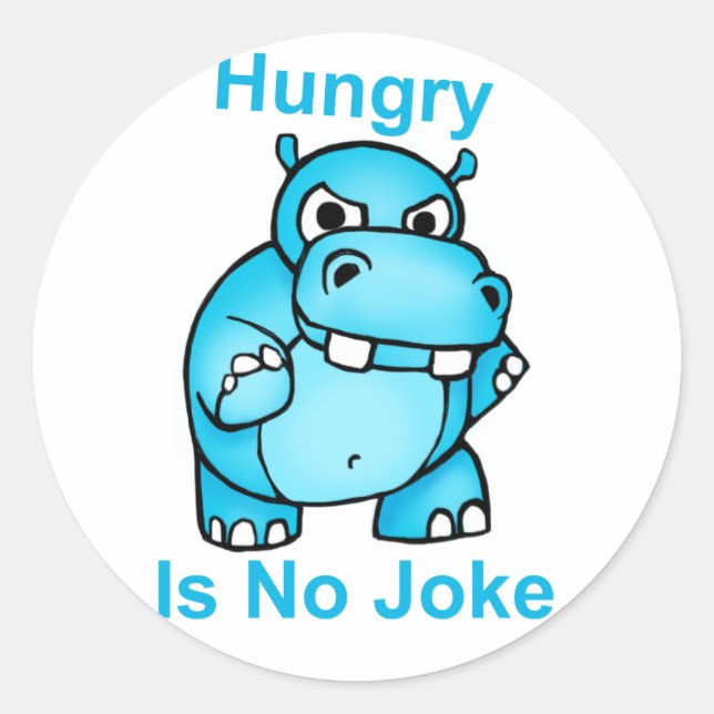 Hat kein Witz Hunger. Flusspferd Runder Aufkleber (Vorderseite)