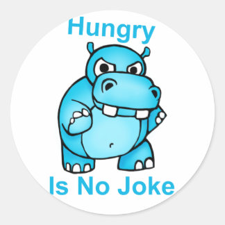 Hat kein Witz Hunger. Flusspferd Runder Aufkleber