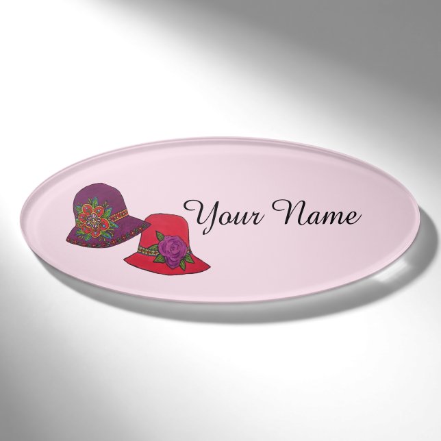 Hat Ladys Namenschild (Vorderseite)