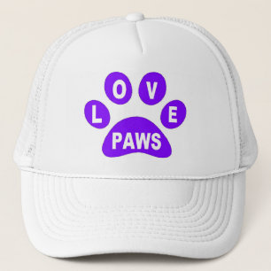 Hat-Liebe Paws auf Paws Lila Truckerkappe