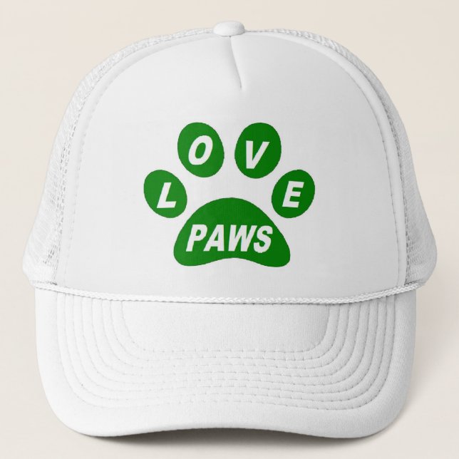 Hat-Liebe Paws Green Truckerkappe (Vorderseite)