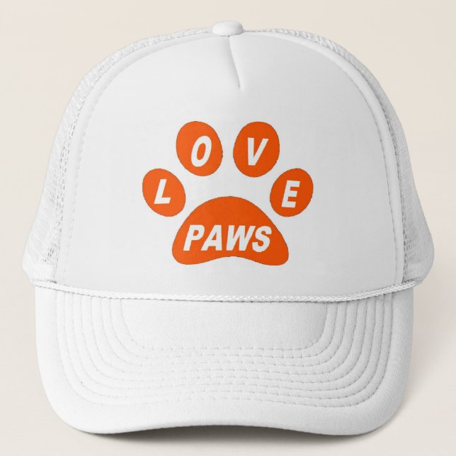 Hat-Liebe Paws Orange Truckerkappe (Vorderseite)