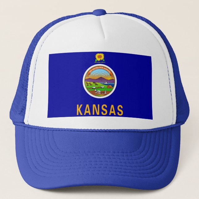 Hat mit Flagge von Kansas Staat - USA Truckerkappe (Vorderseite)