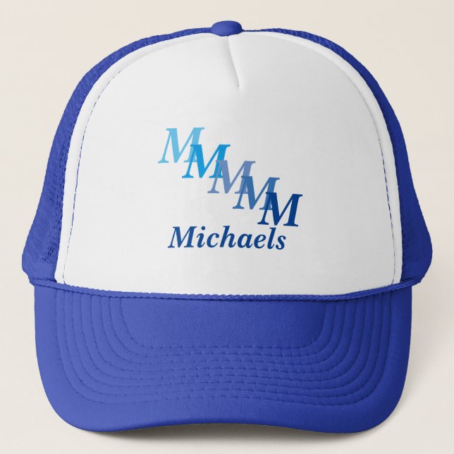 Hat - Name and Stepped Monogram (blues) Truckerkappe (Vorderseite)