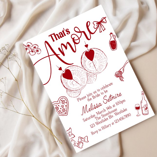hat’s Amore Bridal Shower Invitation, Italian Them Einladung (Von Creator hochgeladen)