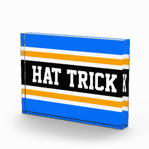 HAT TRICK Bright Blue Black Yellow Hockey Streifen Fotoblock