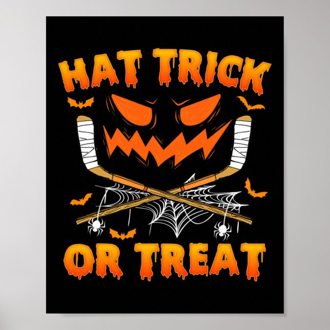 Hat Trick oder Treat Fun Eishockey Halloween Costu Poster (Vorne)