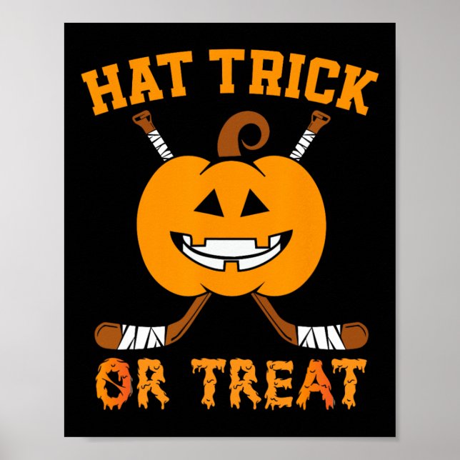 Hat Trick oder Treat Fun Eishockey Halloween Costu Poster (Vorne)