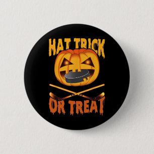 Hat Trick oder Treat Hockey Halloween  Button