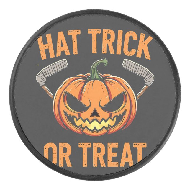 Hat Trick oder Treat Spooky Halloween Eishockey Eishockey Puck (Vorderseite)