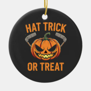 Hat Trick oder Treat Spooky Halloween Eishockey Keramik Ornament