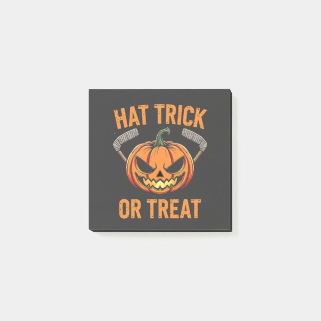 Hat Trick oder Treat Spooky Halloween Eishockey Post-it Klebezettel (Vorderseite)