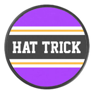 HAT TRICK Vivid Lila Schwarz-weiße Gelbstreifen Eishockey Puck