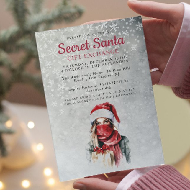 Hat und Scarf Gray Secret Weihnachts-Party Einladung (Von Creator hochgeladen)