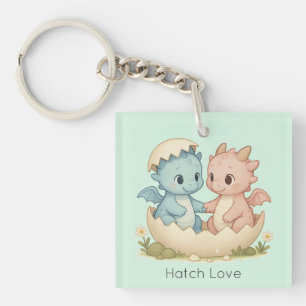 Hatch Liebe Twin Baby Dragons Fantasy Schlüsselanh Schlüsselanhänger