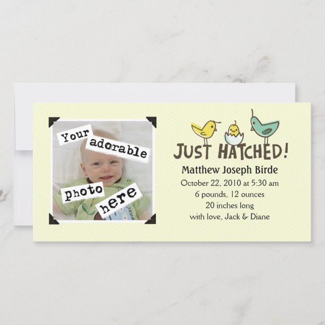 Hatched! Kinderankündigung Ankündigung (Vorderseite)