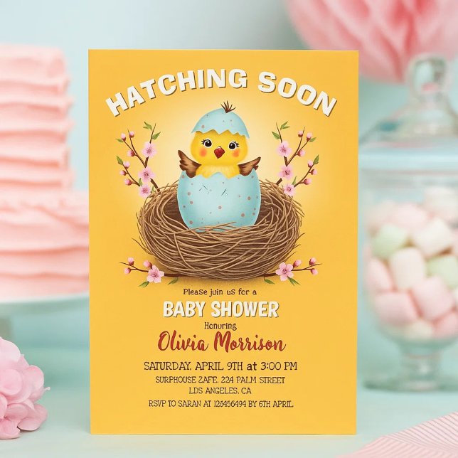 Hatching Bald Niedlich Chick Baby Shower Einladung (Von Creator hochgeladen)
