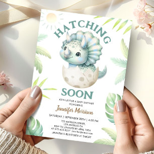 Hatching bald Triceratops Boy Dinosaur Baby Dusche Einladung