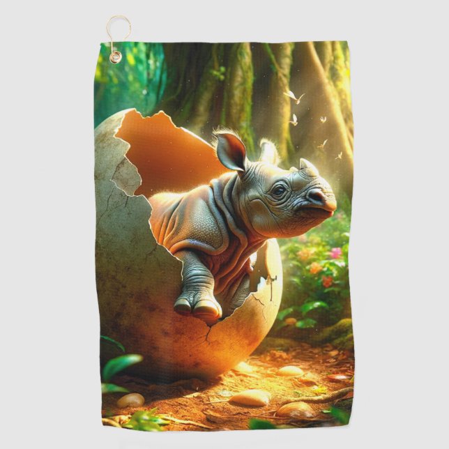 Hatching Rhino Golfhandtuch (Vorderseite)