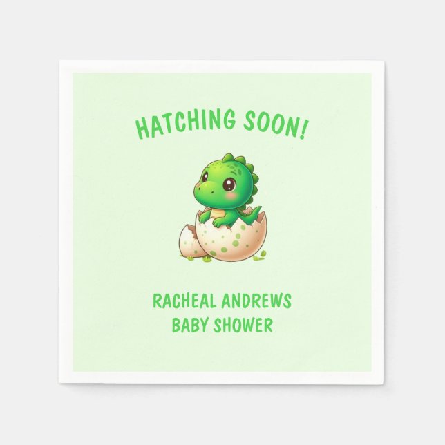 Hatching soon Dinosaur Baby Shower Baby Boy Serviette (Vorderseite)