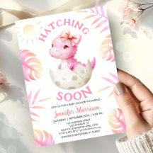 Hatching Soon Girl Dinosaur Baby Shower Cute Pink