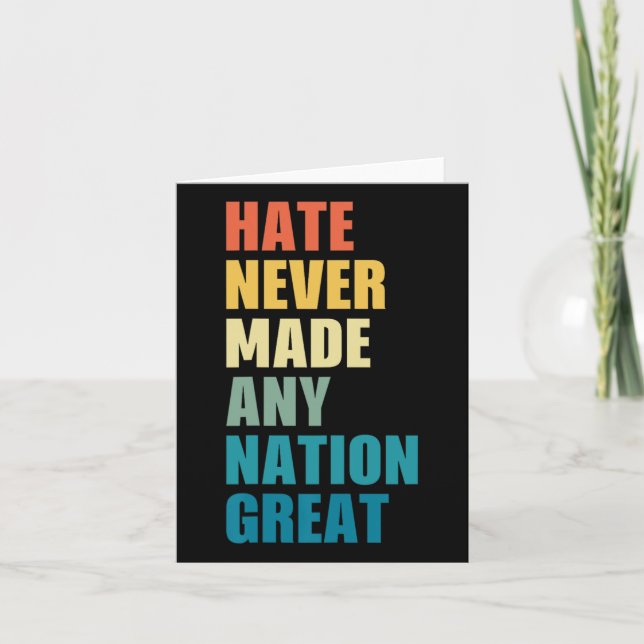 Hate hat nie eine Nation großen Anti-Trump 2020 E Karte (Vorderseite)