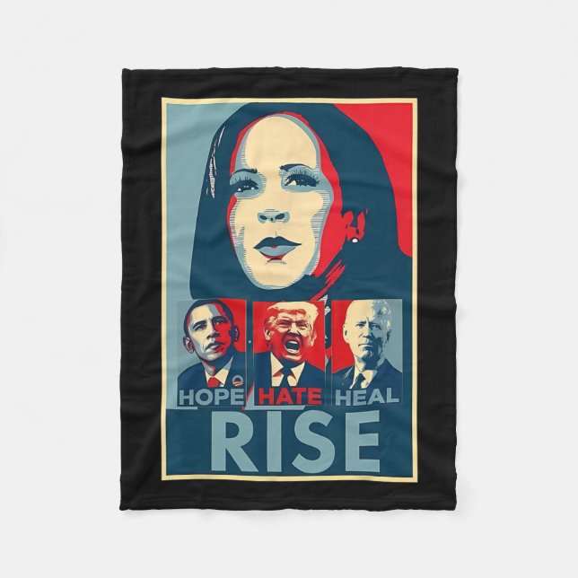 Hate Heal Grow Rise Präsident Kamala Harris Campai Fleecedecke (Vorderseite)