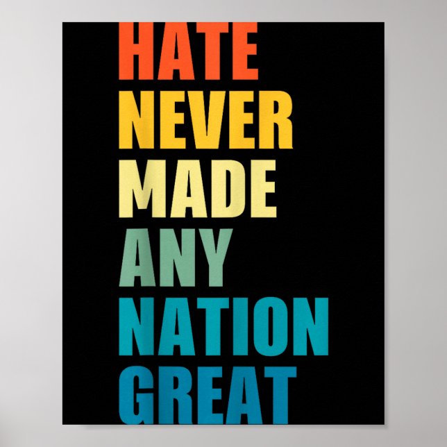 Hate Never Made Any Nation Great Anti-trump 2020 E Poster (Vorne)