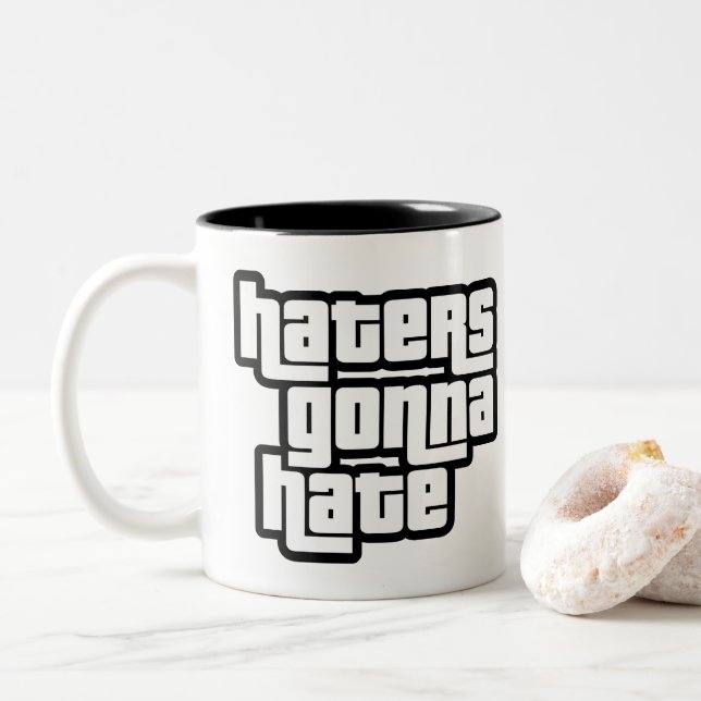 Haters gonna hate zweifarbige tasse (Mit Donut)