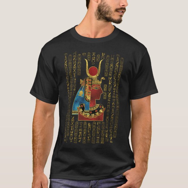 Hathor Ägypter-Verzierung T-Shirt (Vorderseite)