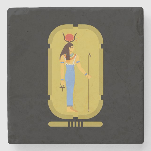 Hathor Ägyptische ancient Goddess Stone Untersetze Steinuntersetzer (Vorderseite)