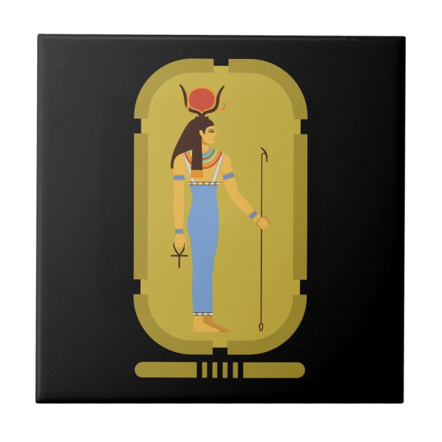 Hathor Ägyptische antike Goddess Keramik Tile Fliese (Vorderseite)