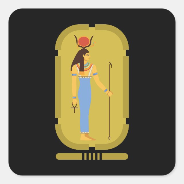 Hathor Egyptian Alcient Goddess Square Sticker (Vorderseite)
