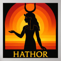 Hathor Egyptian Goddess Sunset Poster Art