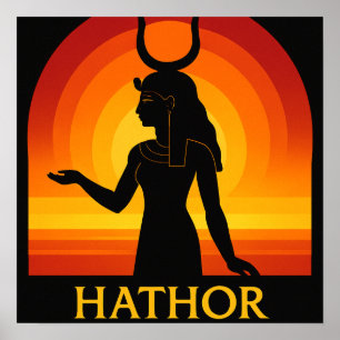 Hathor Egyptian Goddess Sunset Poster Art