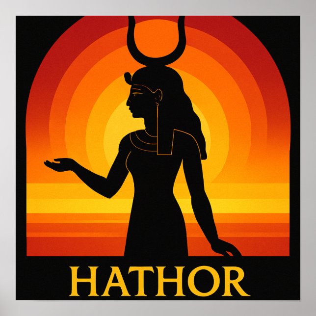Hathor Goddess égyptienne Sunset Poster Art (Devant)