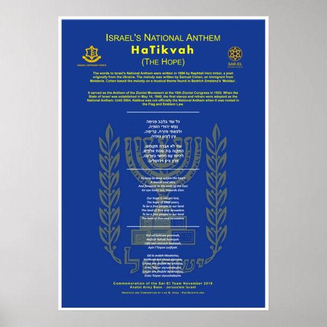 HaTikwa-Israels-Nationalhymne Poster (Vorne)