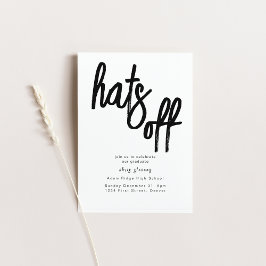 Hats Off Grad Party Schwarz-Weiß-Einladung Einladung