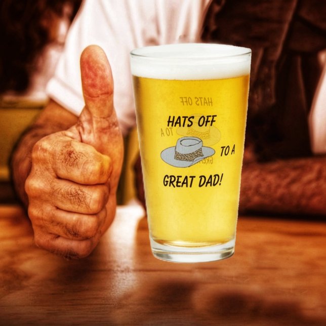 Hats Off, Grauhut-Glas-Cup Glas (Dad certainly approves, when his favorite brew, is served up in his Hats Off-Gray Hat Glass Cup!)