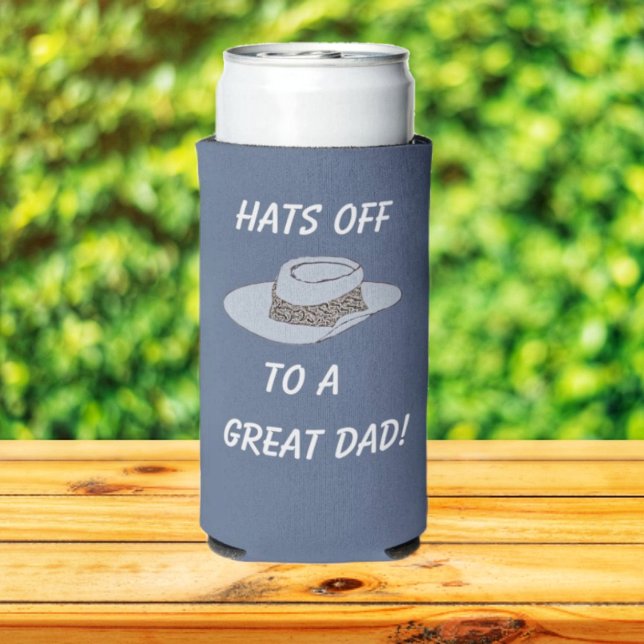 Hats Off Gray Hat Selters Dosenkühler (Dad's personal can cooler, you can't top that!)